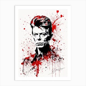 David Bowie Portrait Ink Painting (20) Art Print