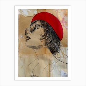 rouge beret Art Print
