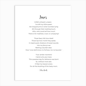 Lines Poem By John Keats Art Print