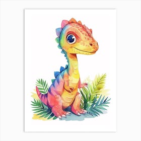 Pastel Rainbow Dilophosaurus Dinosaur Art Print