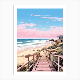 An Illustration In Pink Tones Of  Grange Beach Australia 2 Art Print