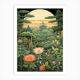 Ginkaku Ji Temple Japan Henri Rousseau Style 2 Art Print