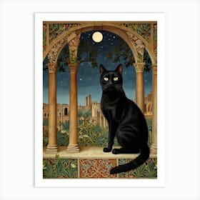 William Morris Cat In The Moonlight 6 Art Print