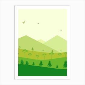 Green Landscape With Trees Art Print