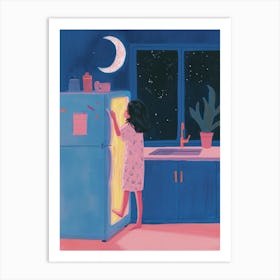 Midnight Snack Lo Fi Kawaii Illustration 7 Art Print