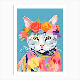 Australian Mist Cat With A Flower Crown Painting Matisse Style 1 Art Print