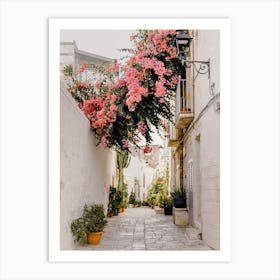 Pink Bougainvillea, pink flowers in the streets of Puglia, Italy | travel photography 1 Art Print