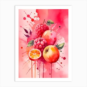 Watercolor Painting Fruits Art Print