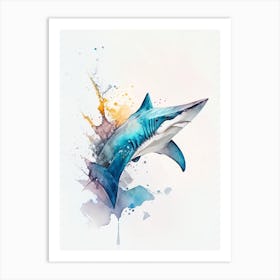 Great White 2 Shark Watercolour Art Print