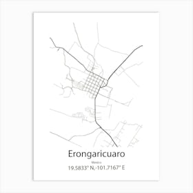 Erongaricuaro,Mexico Minimalist Map Art Print