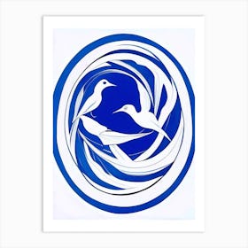 Circle Of Life Symbol Blue And White Line Drawing Art Print