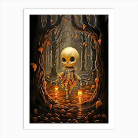 Skeleton In The Woods Art Print