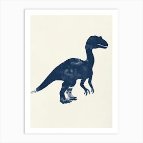 Navy Dinosaur Silhouette 4 Art Print