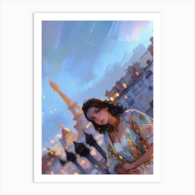 Eiffel Tower N The lady Art Print