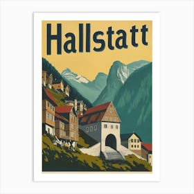 Aihrgdesign A Retro Travel Poster For Hallstatt Art Print