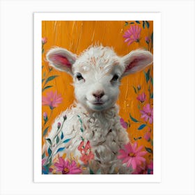 Lamb In Flowers Art Print