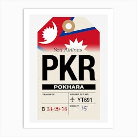 Pokhara (PKR) Nepal Vintage Airline Luggage Tag Art Print