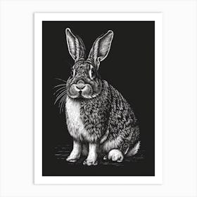 English Lop Blockprint Rabbit Illustration 8 Art Print