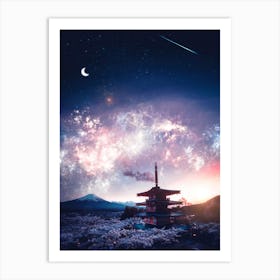 Mount Fuji Japanese Temple Art Print