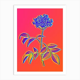 Neon Elderflower Tree Botanical in Hot Pink and Electric Blue n.0317 Art Print
