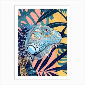 Blue Iguana Modern Illustration 4 Art Print