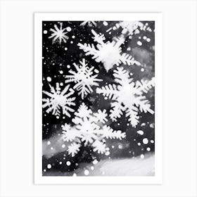 Snowflakes In The Snow, Snowflakes, Black & White 2 Art Print