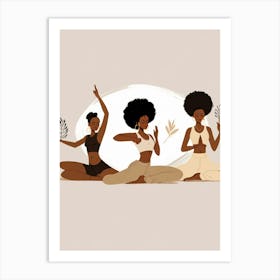 Three Black Women In Yoga Pose Art Print