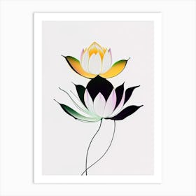 Double Lotus Abstract Line Drawing 2 Art Print