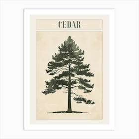 Cedar Tree Minimal Japandi Illustration 4 Poster Art Print