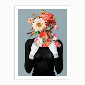 Blow my mind - Creative floral collage, a blooming woman. Affiche