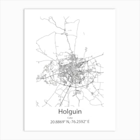 Holguin,Cuba Minimalist Map Art Print