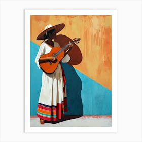 Mexican Woman Playing Guitar, Mexico Art Print