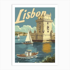 Aihrgdesign A Classic 1960s Travel Poster For Lisbon 3 Art Print