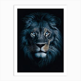 Lion With Blue Eyes Art Print