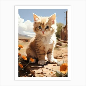 Kitten In The Desert Art Print