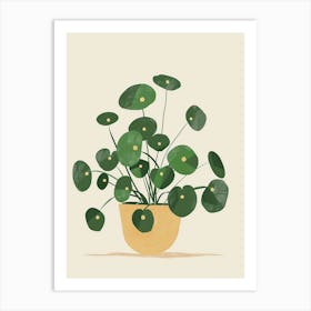 Pilea Plant Minimalist Illustration 6 Art Print