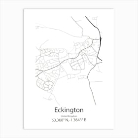 Eckington,United Kingdom Minimalist Map Art Print