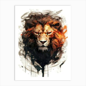 Aesthetic Abstract Watercolor Lion Art Print