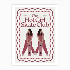 The Hot Girl Skate Club | Trendy Preppy Sporty Skateboard Art Print