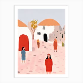 Holidays In Morocco, Tiny People And Illustration 2 Art Print