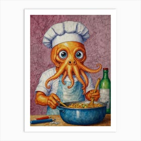 Octopus Chef Art Print