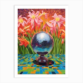 Disco Ball And Flowers And Pearls Still Life 0 Art Print