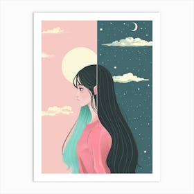 Girl With Long Hair 13 Art Print