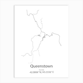 Queenstown,Australia Minimalist Map Art Print