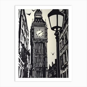 London England Linocut Illustration Style 4 Art Print