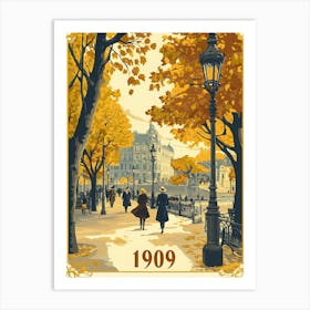 Aihrgdesign A Nostalgic Poster Of A 1909 City Park Featuring 2 Art Print