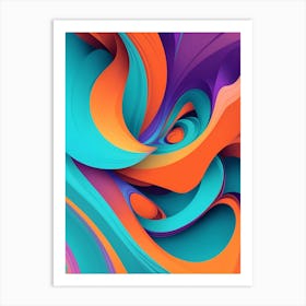 Abstract Colorful Waves Vertical Composition 6 Art Print