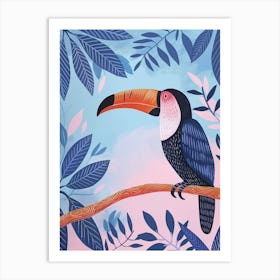 Toucan In Pink and Blue Art Print