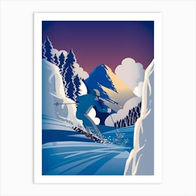 Skier In The Mountains Art Print