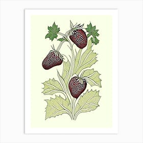 Everbearing Strawberries, Plant, William Morris Inspired Art Print